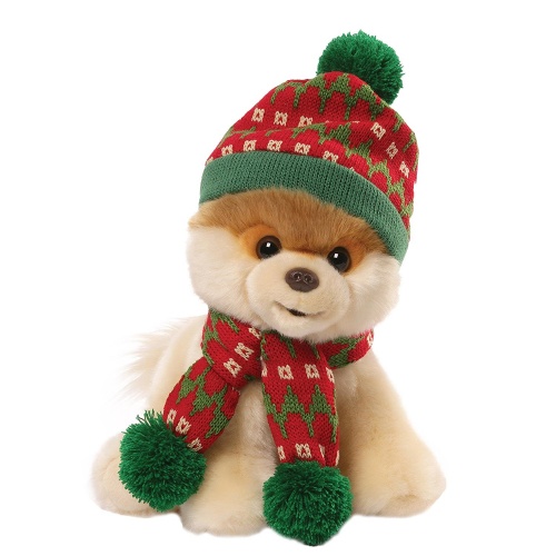 Boo Wearing Holiday Hat with Scarf Soft Toy